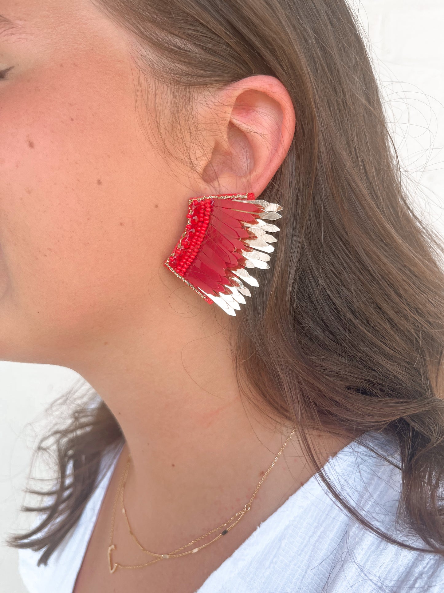 UA Statement Earrings - Crimson/Gold
