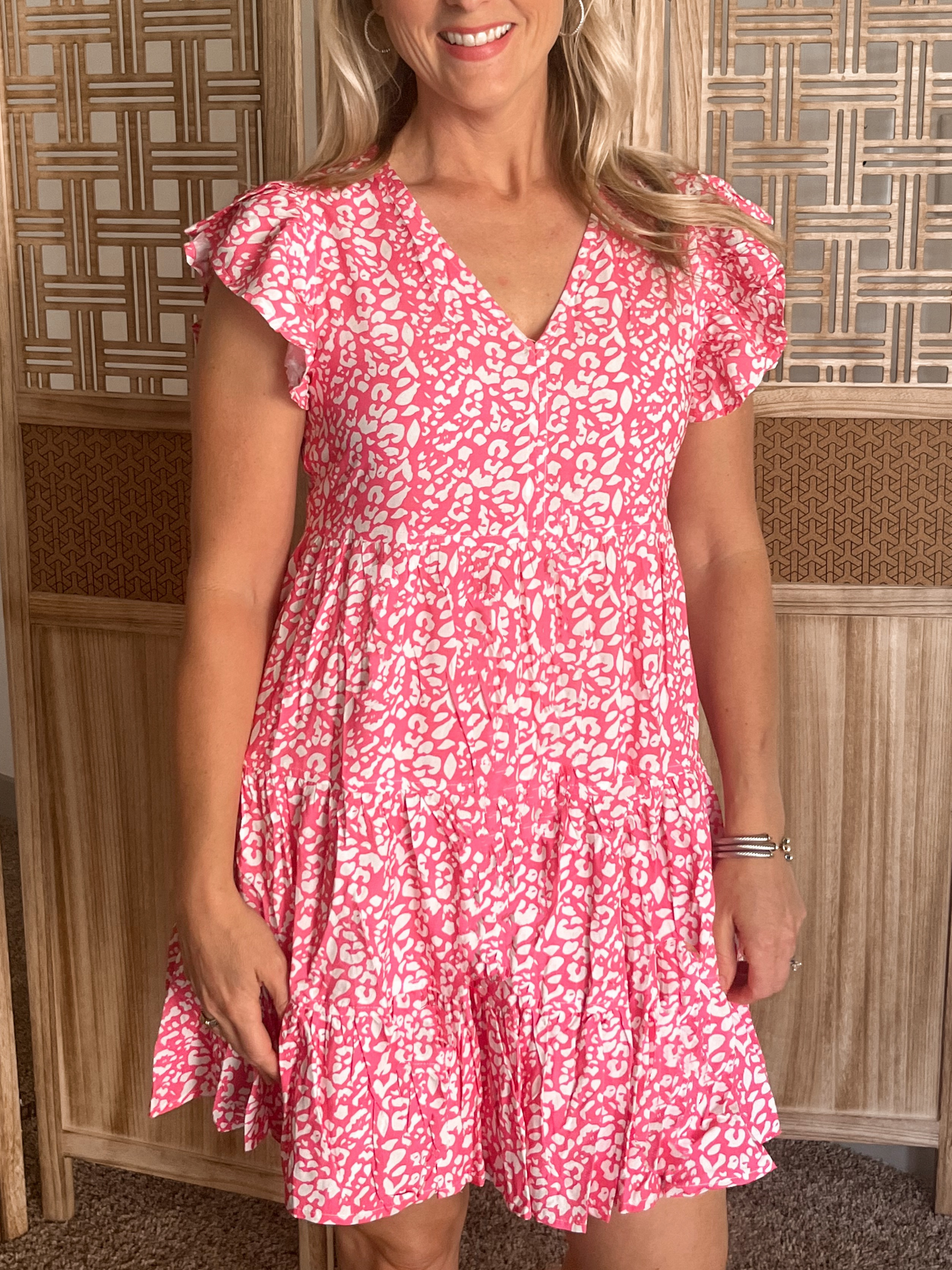 Tasha Tiered Mini Dress - Hot Pink