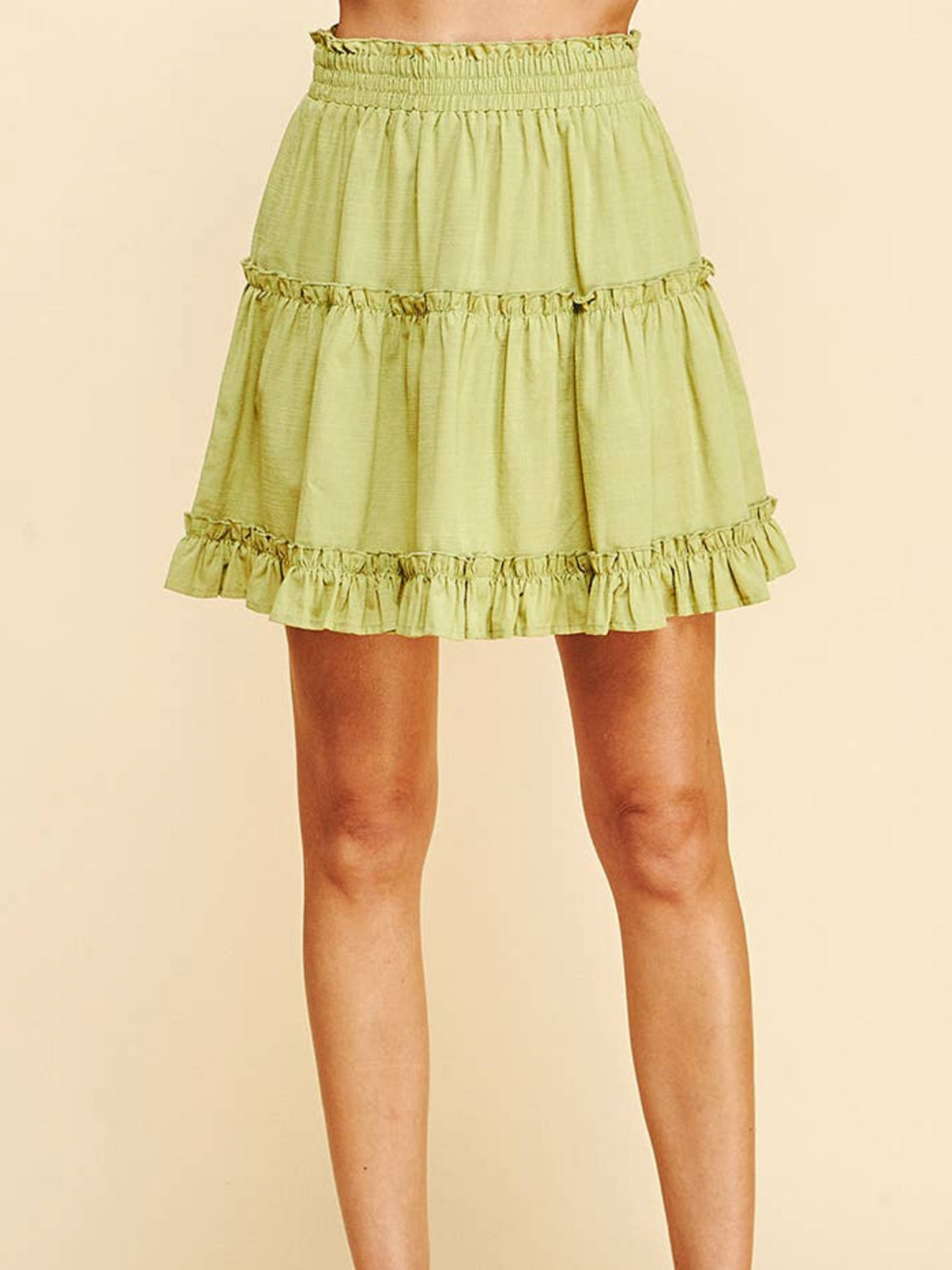 Katie Tiered Ruffled Mini Skirt - Green