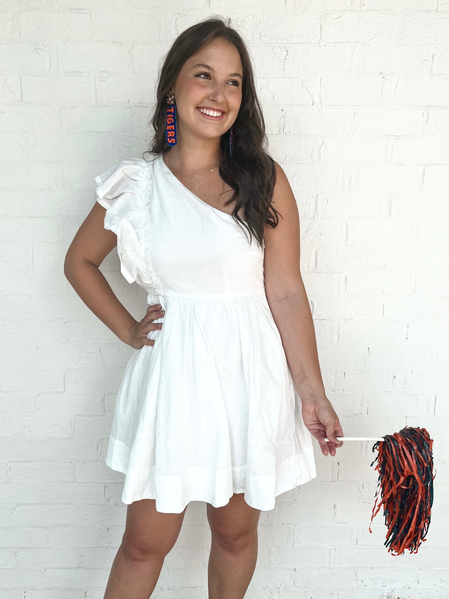 Olivia One Shoulder Dress - White