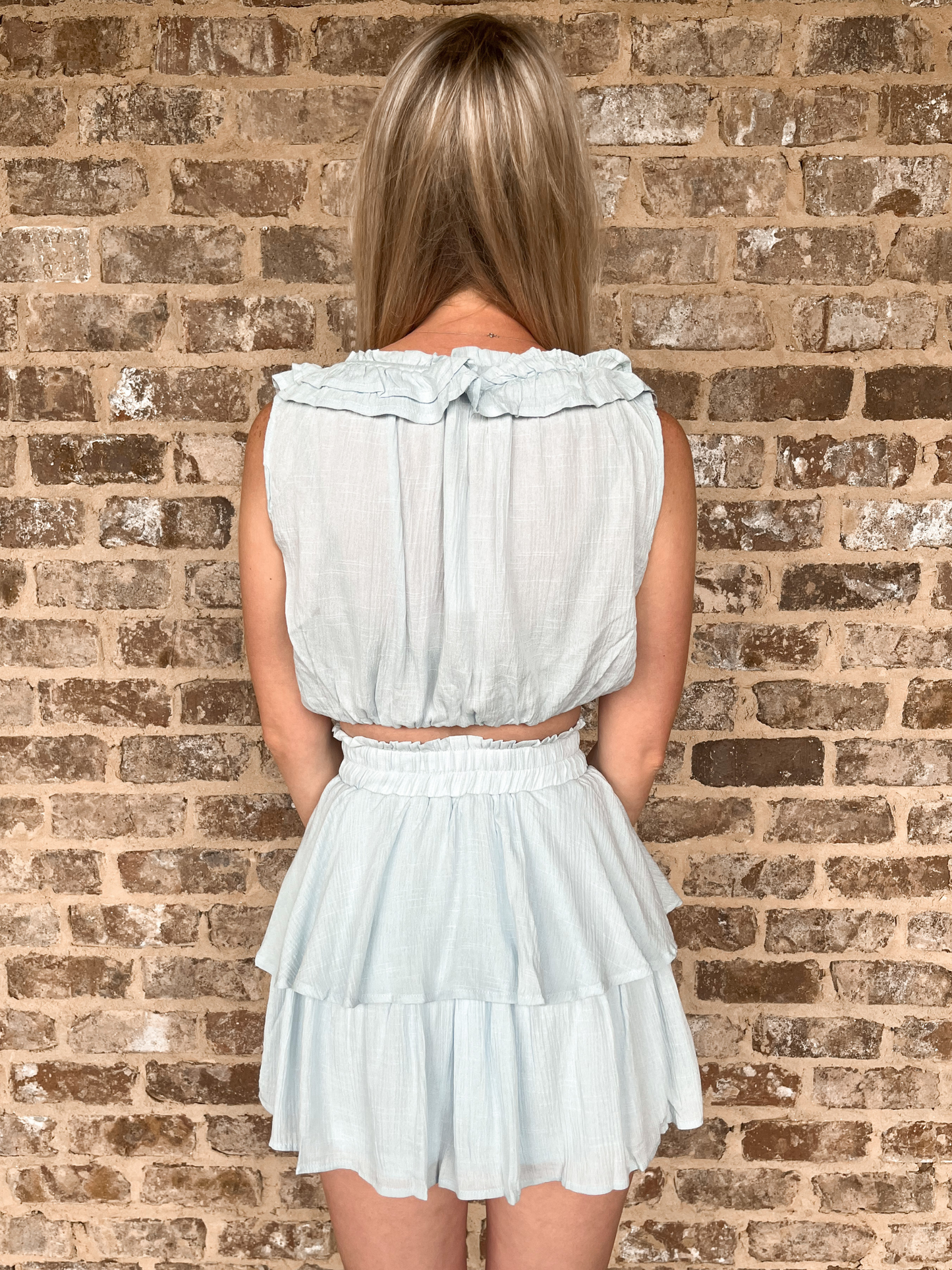 Taylin Two Piece Skirt Set - Powder Blue