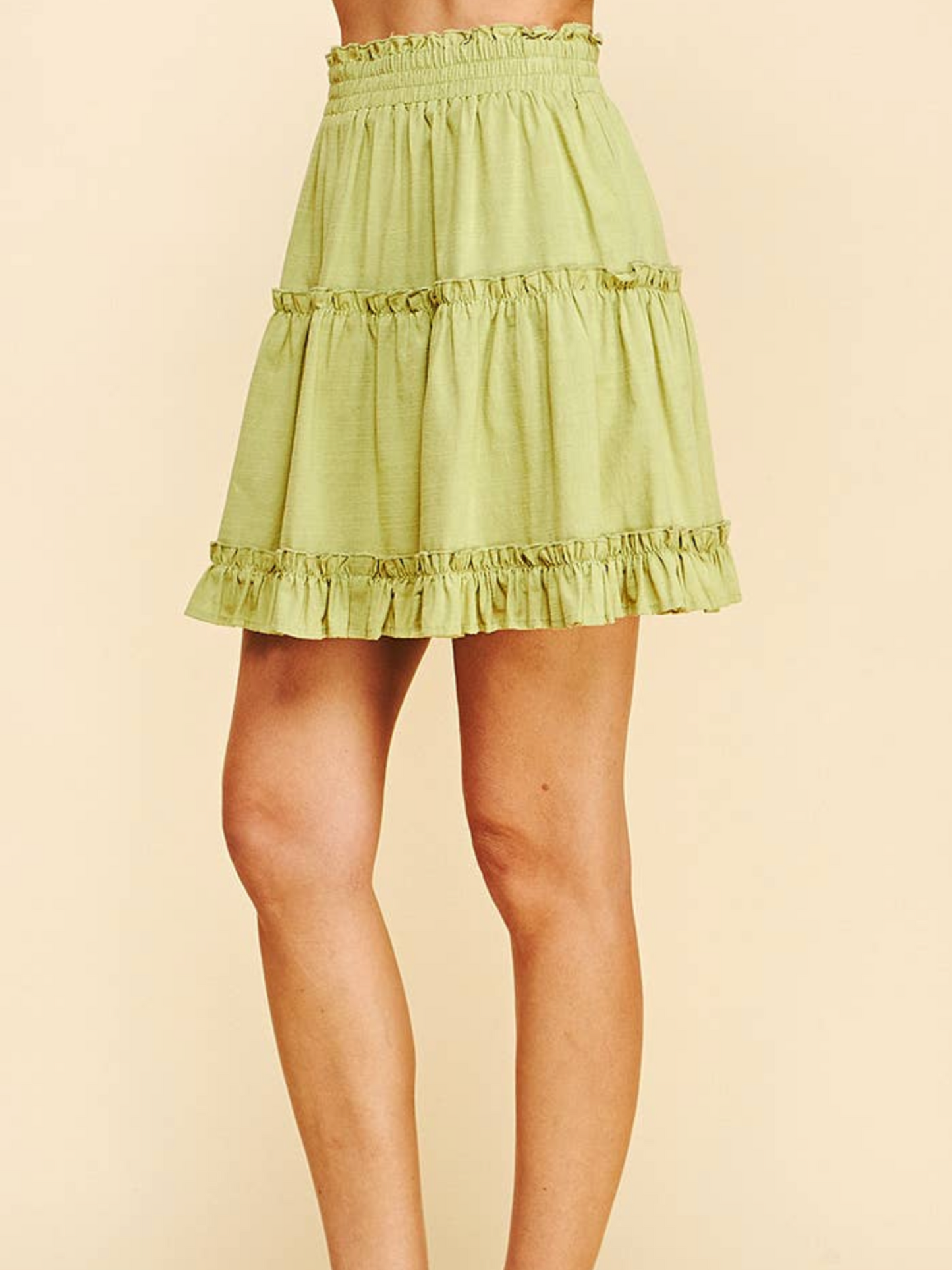 Katie Tiered Ruffled Mini Skirt - Green