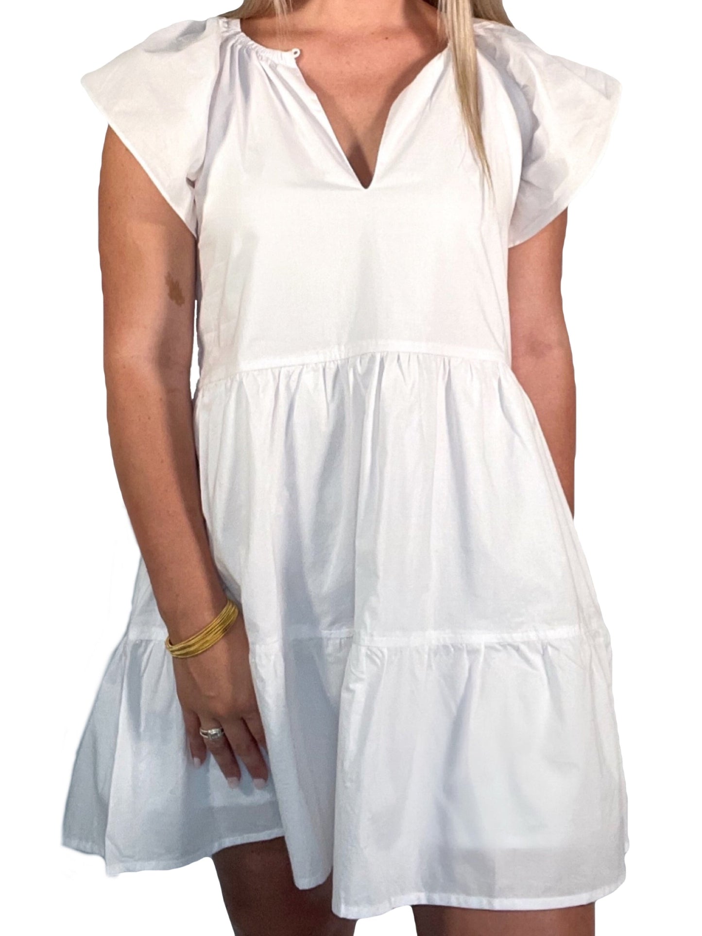 Puff Sleeve Dress - White