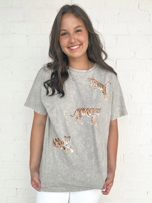 Tigers Graphic Tee - Mineral Washed Grey