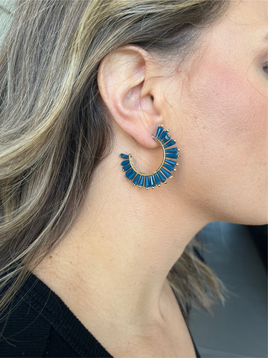 Beaded Burst Earrings - Navy [LAST ONE]